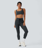 Brassière de sport yoga soutien léger col U à découpes rayé bonnets A-C