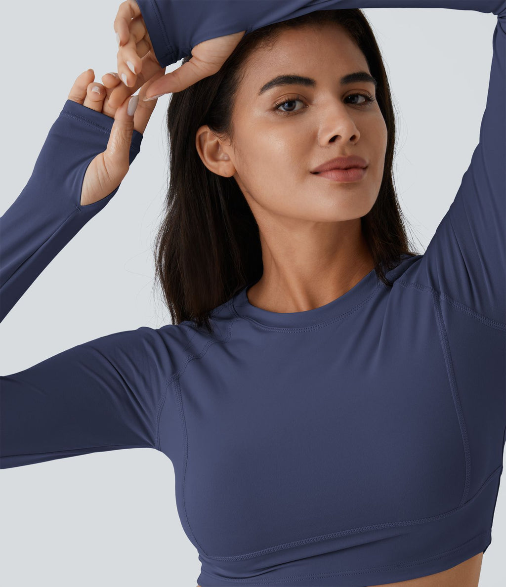 Top Sport Yoga Uni à Trou pour le Pouce Coupe Courte