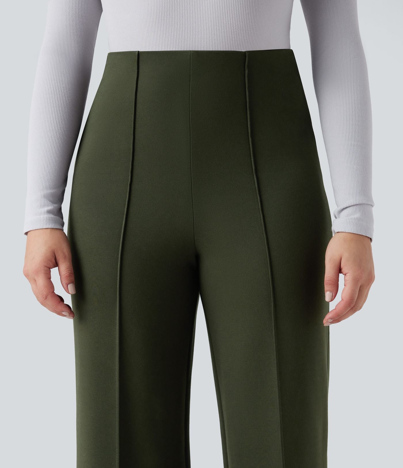 Pantalon tailleur évasé ample taille haute en ponte roma résistant