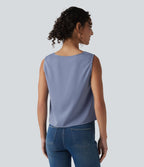 Débardeur casual satin col rond échancré