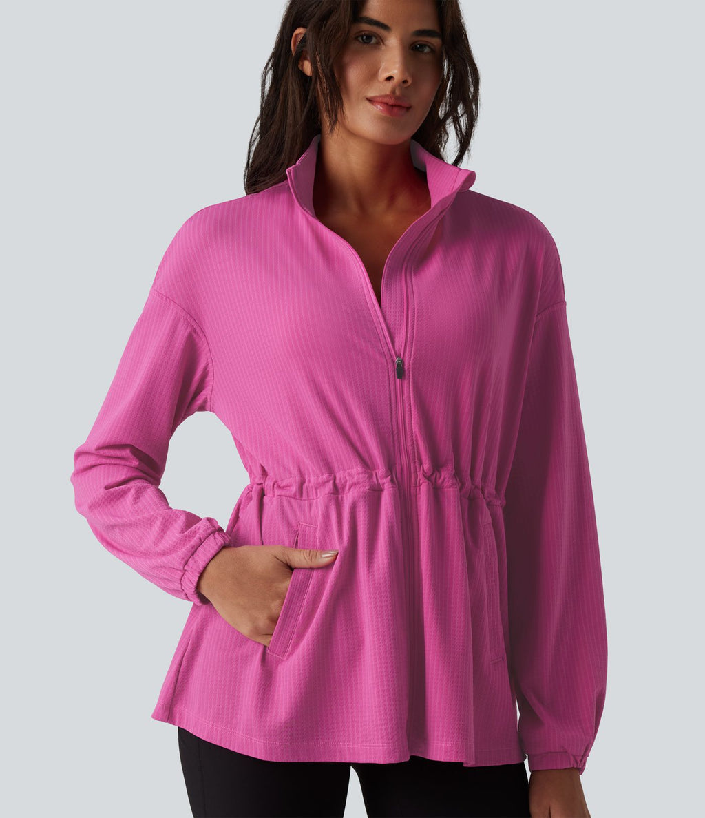Veste sport manches longues séchage rapide à cordon de serrage intérieur - UPF40+