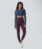 Top Sport Yoga Uni à Trou pour le Pouce Coupe Courte