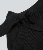 Top tricot col rond nœud latéral manches longues