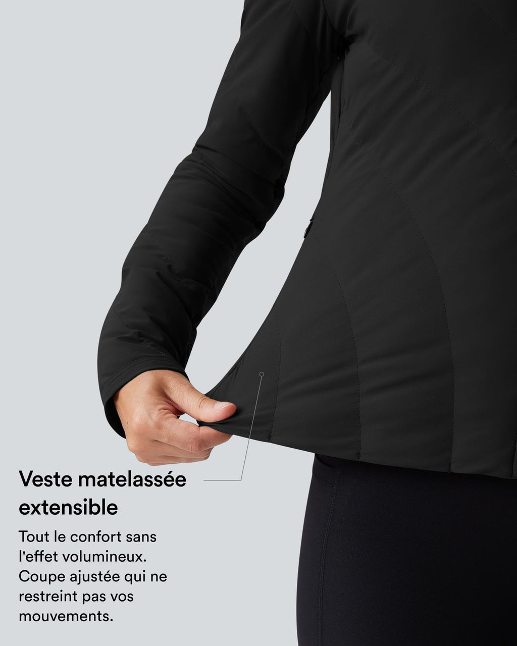 PuffFlex Veste matelassée casual extensible à col montant et manches longues avec poches