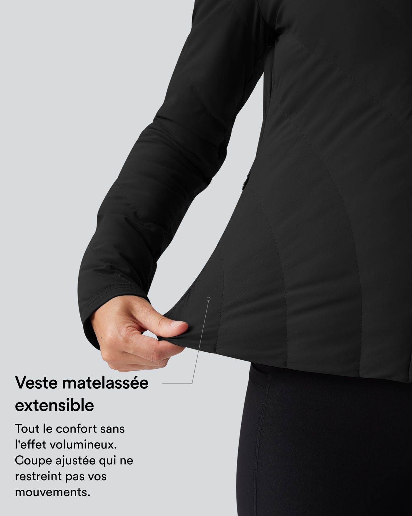 PuffFlex Veste matelassée casual extensible à col montant et manches longues avec poches