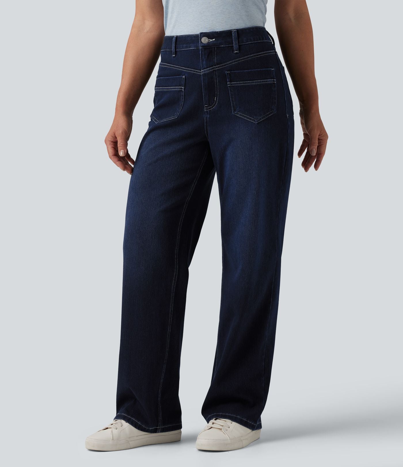 Halara Flex™ Jean coupe droite décontracté taille mi-haute avec poches