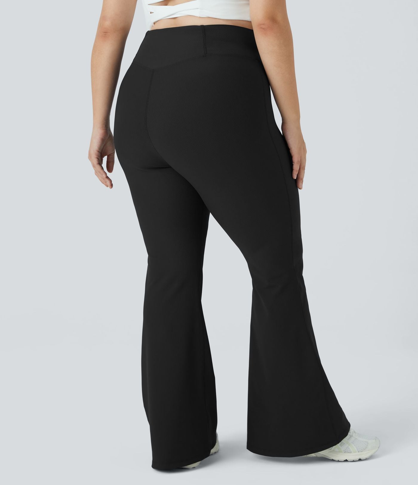 Patitoff™ Flow Pantalon Super Évasé Grande Taille à Taille Haute Croisée avec Poche Arrière Résistant aux Poils
