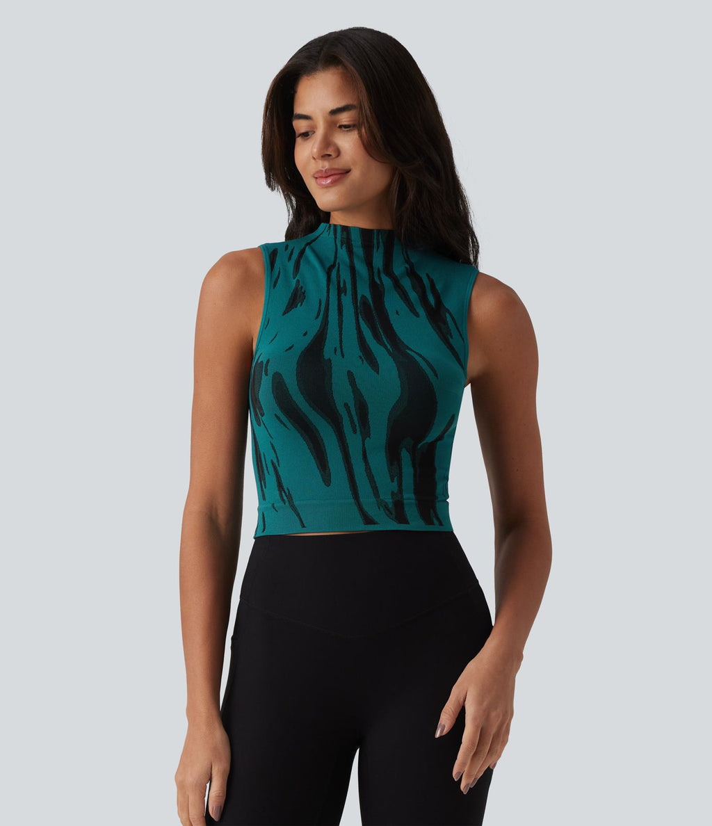 OneForm Débardeur de yoga sans couture col cheminée color block Seamless Flow