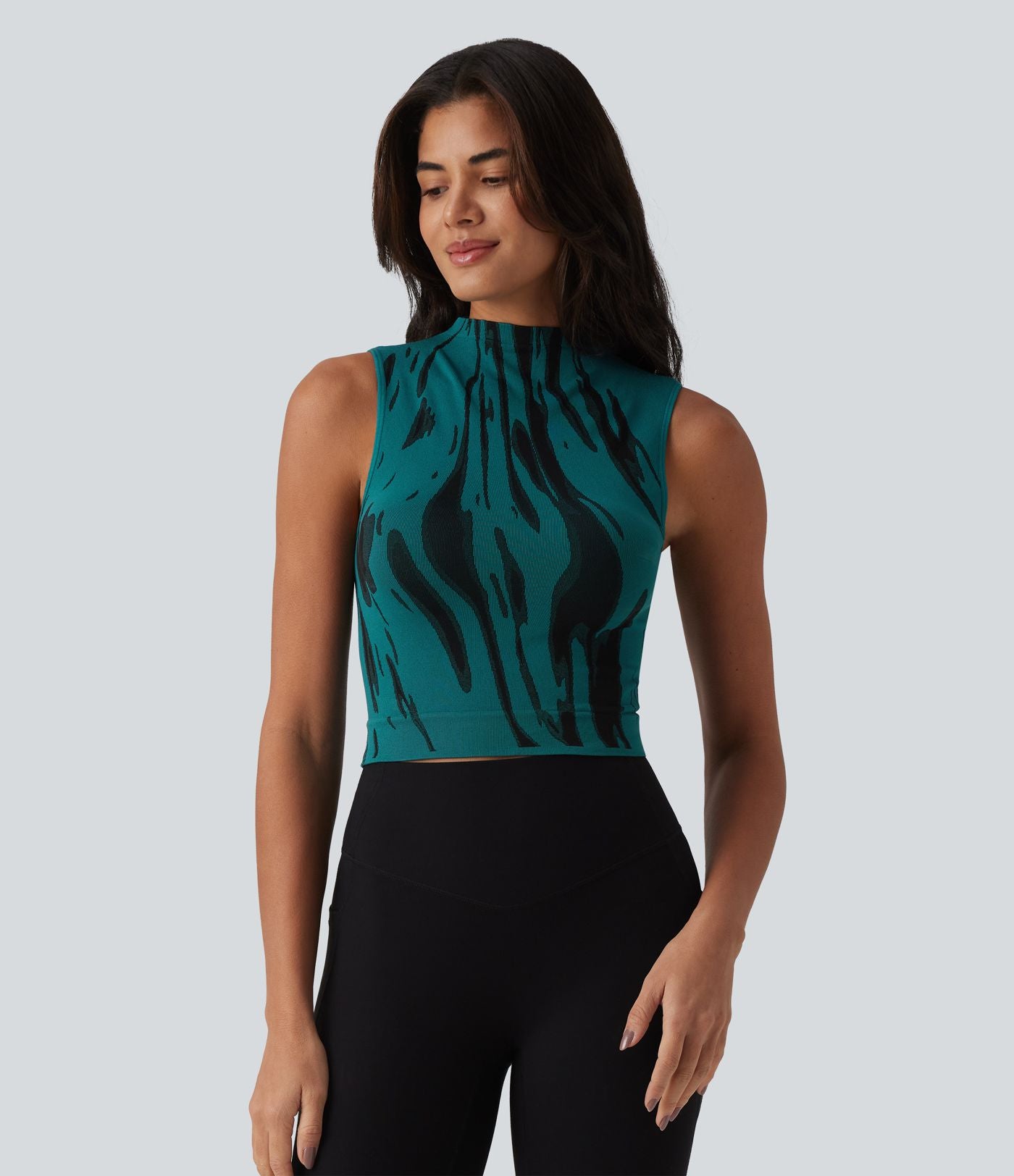 OneForm Débardeur de yoga sans couture col cheminée color block Seamless Flow
