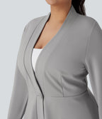 Veste de travail basque devant unique col V grande taille