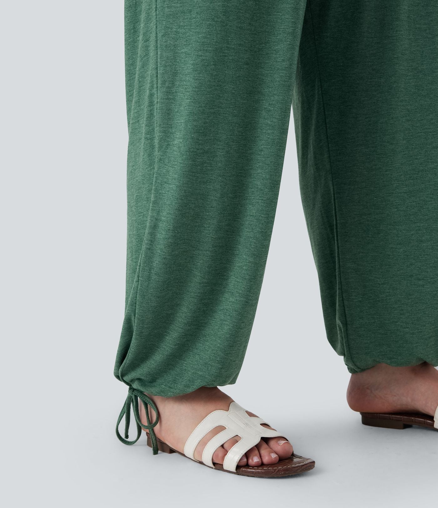 Jogging décontracté grande taille taille haute croisé à cordon avec poches latérales