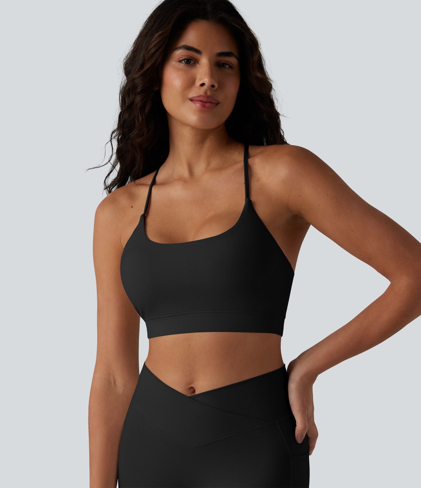 Brassière de sport yoga à col U et maintien léger