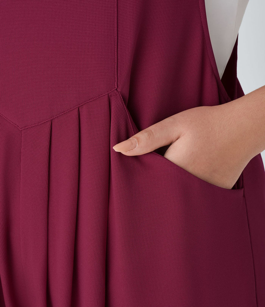 Salopette Casual Grande Taille en Gaufré avec Bretelles Ajustables Boutons et Poches Multiples