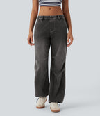Jean parachute casual Halara Flex™ tricot extensible taille basse cordon ajustable avec multiples poches
