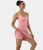 Softlyzero™ Airy Robe Sport de Yoga Plus Longue Dos Nu Découp Bretelles Réglables et Poches