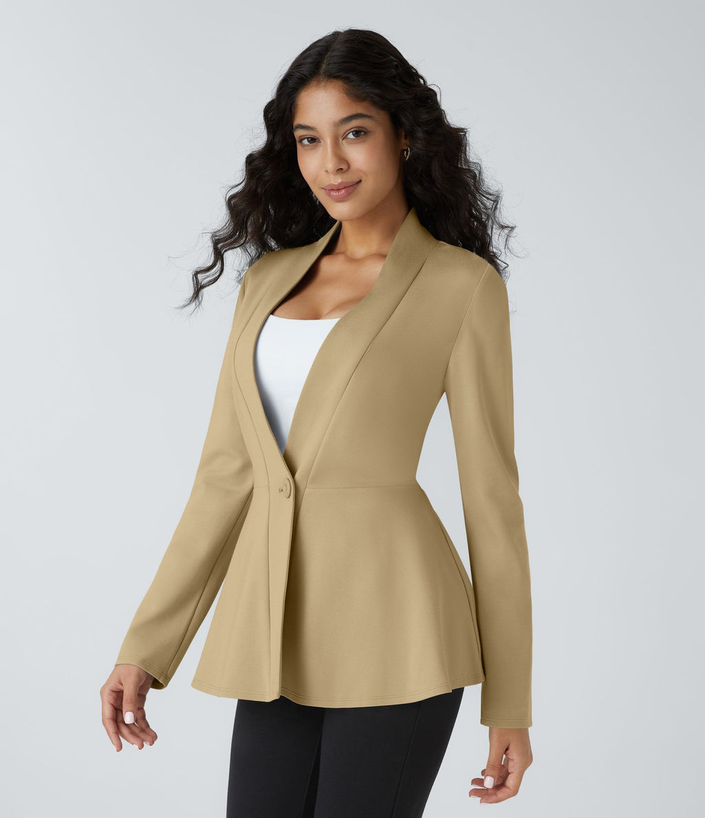 Veste péplum de travail col en V avec un bouton