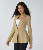 Veste péplum de travail col en V avec un bouton