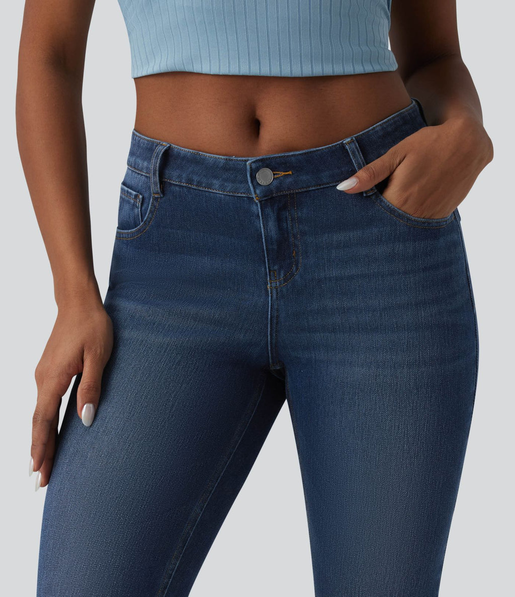 Jean skinny 7/8 décontracté taille basse Halara Flex™ avec poches