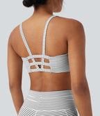 Brassière de sport yoga soutien léger col U à découpes rayé bonnets A-C