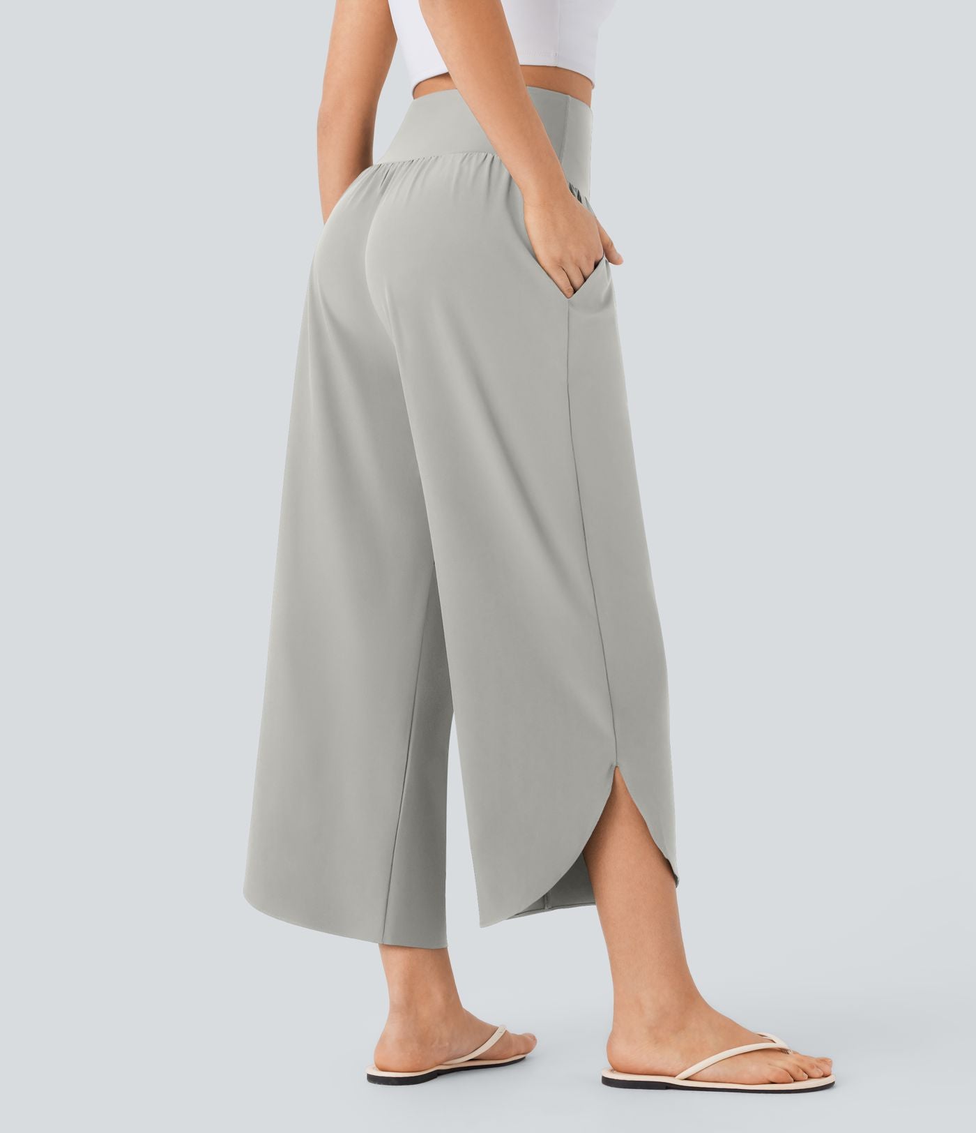 Pantalon fluide resort Breezeful™ à séchage rapide, coupe fendue et effet ventre plat