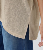 Top Casual Oversize Asymétrique Ourlet Fendu Transparent
