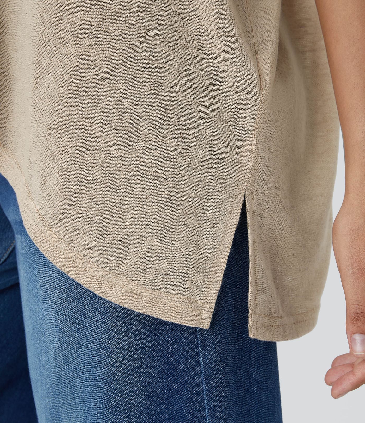 Top Casual Oversize Asymétrique Ourlet Fendu Transparent