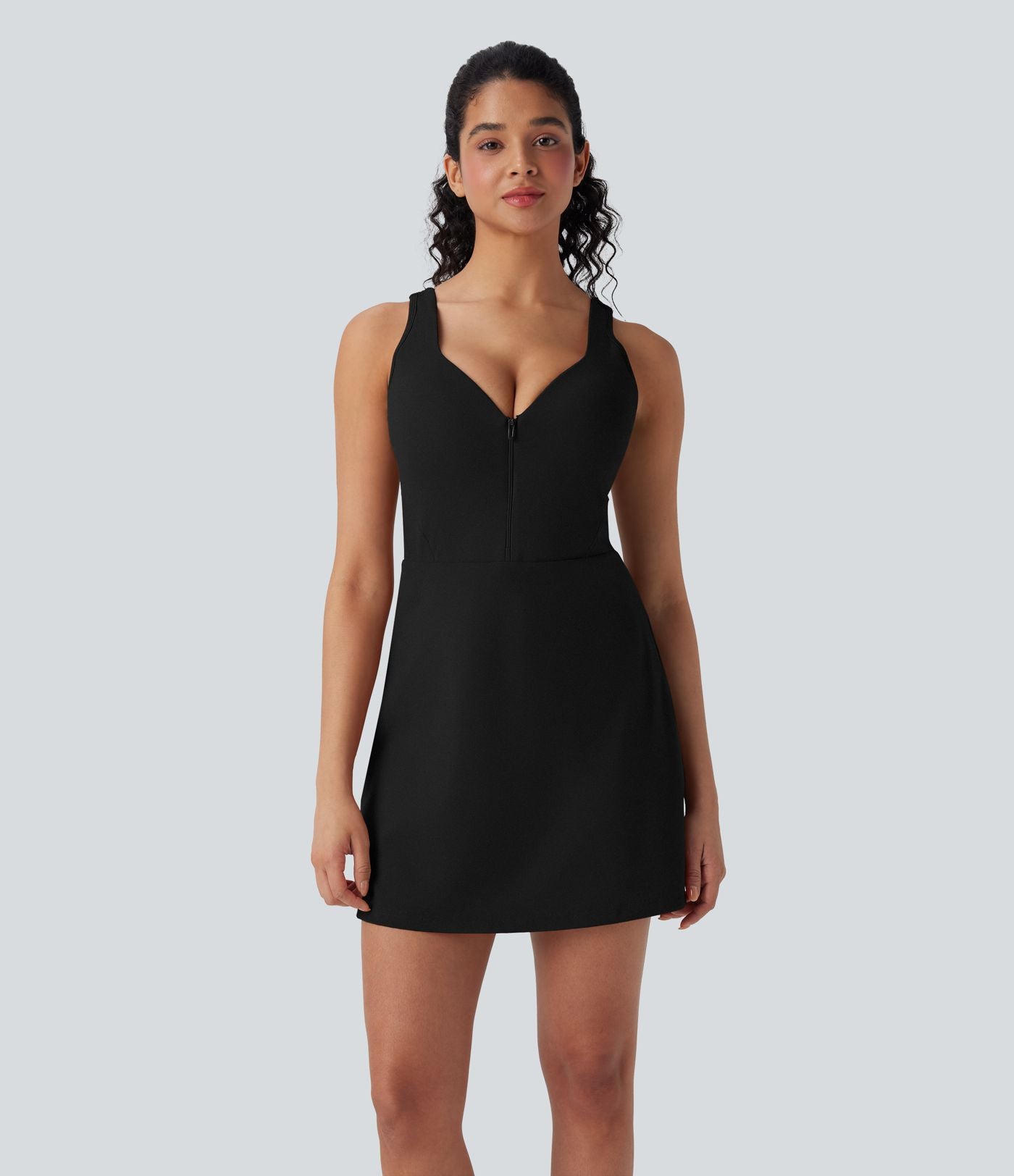 Robe de sport yoga 2-en-1 SoftlyZero™ Plush push-up coques moulées fermeture éclair avec poches édition Easy Peasy E-G