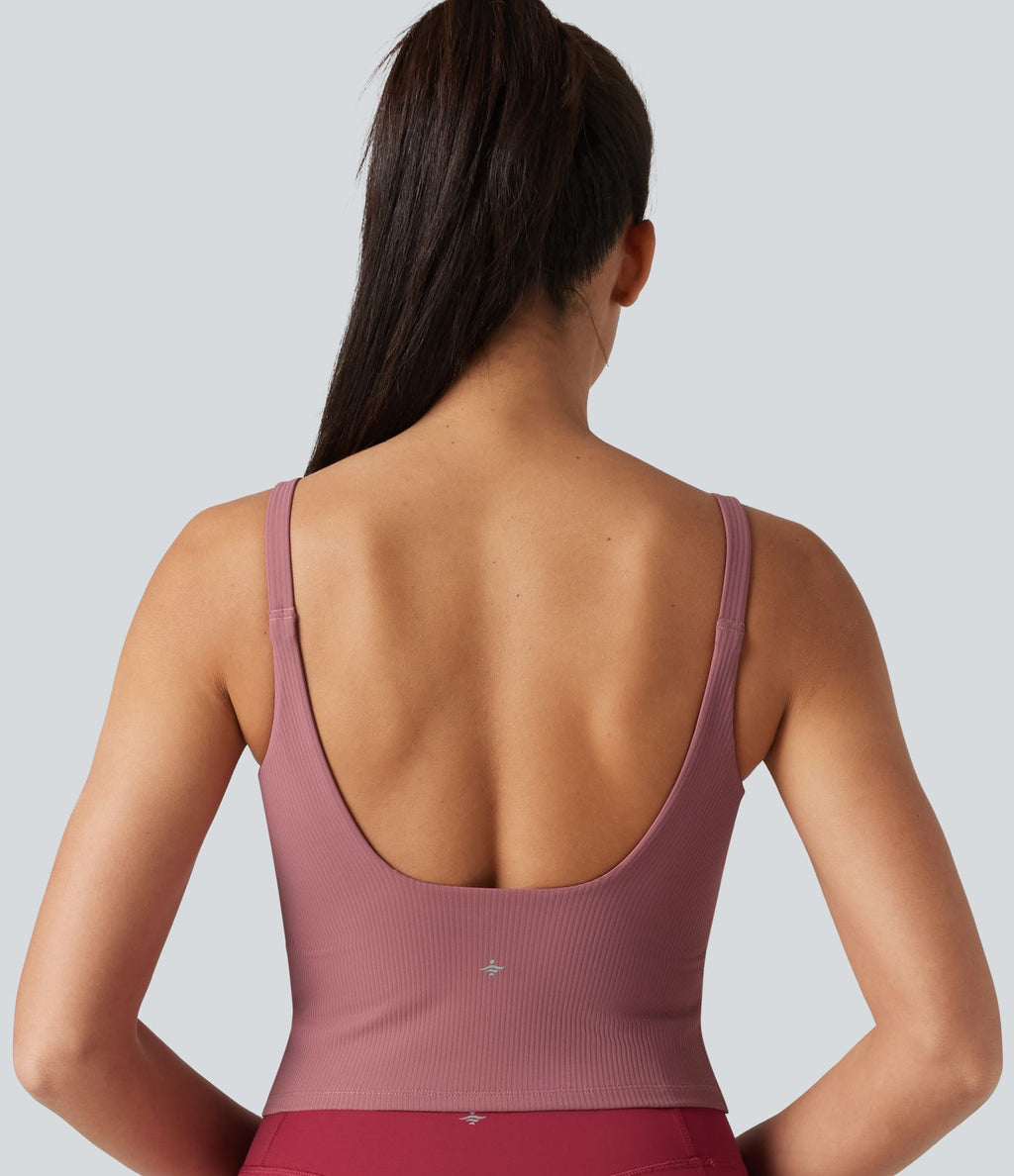 Débardeur de danse dos nu col U avec soutien-gorge intégré