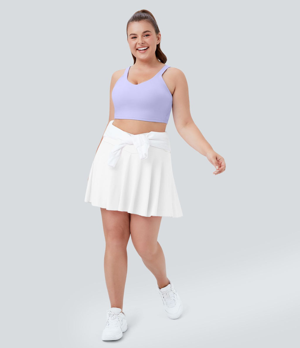 Jupe de tennis SoftlyZero™ Airy confortable 2-en-1 à taille haute croisée avec poches latérales, coupe évasée grande taille effet frais InstantCool, protection solaire UPF50+