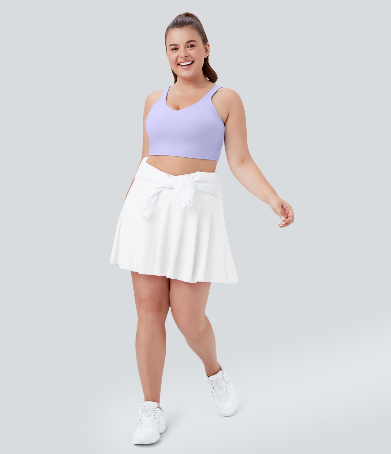 Jupe de tennis SoftlyZero™ Airy confortable 2-en-1 à taille haute croisée avec poches latérales, coupe évasée grande taille effet frais InstantCool, protection solaire UPF50+