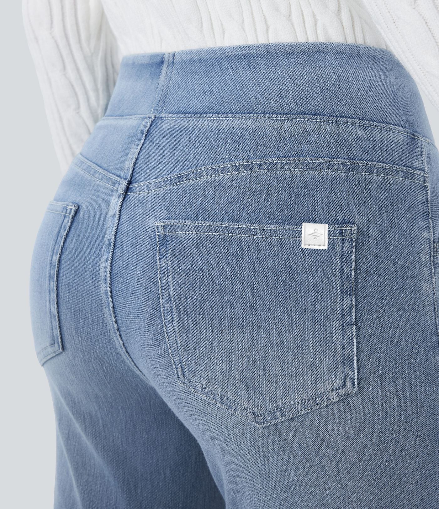 Halara Flex™ Jean bootcut décontracté extensible délavé taille haute à poches multiples