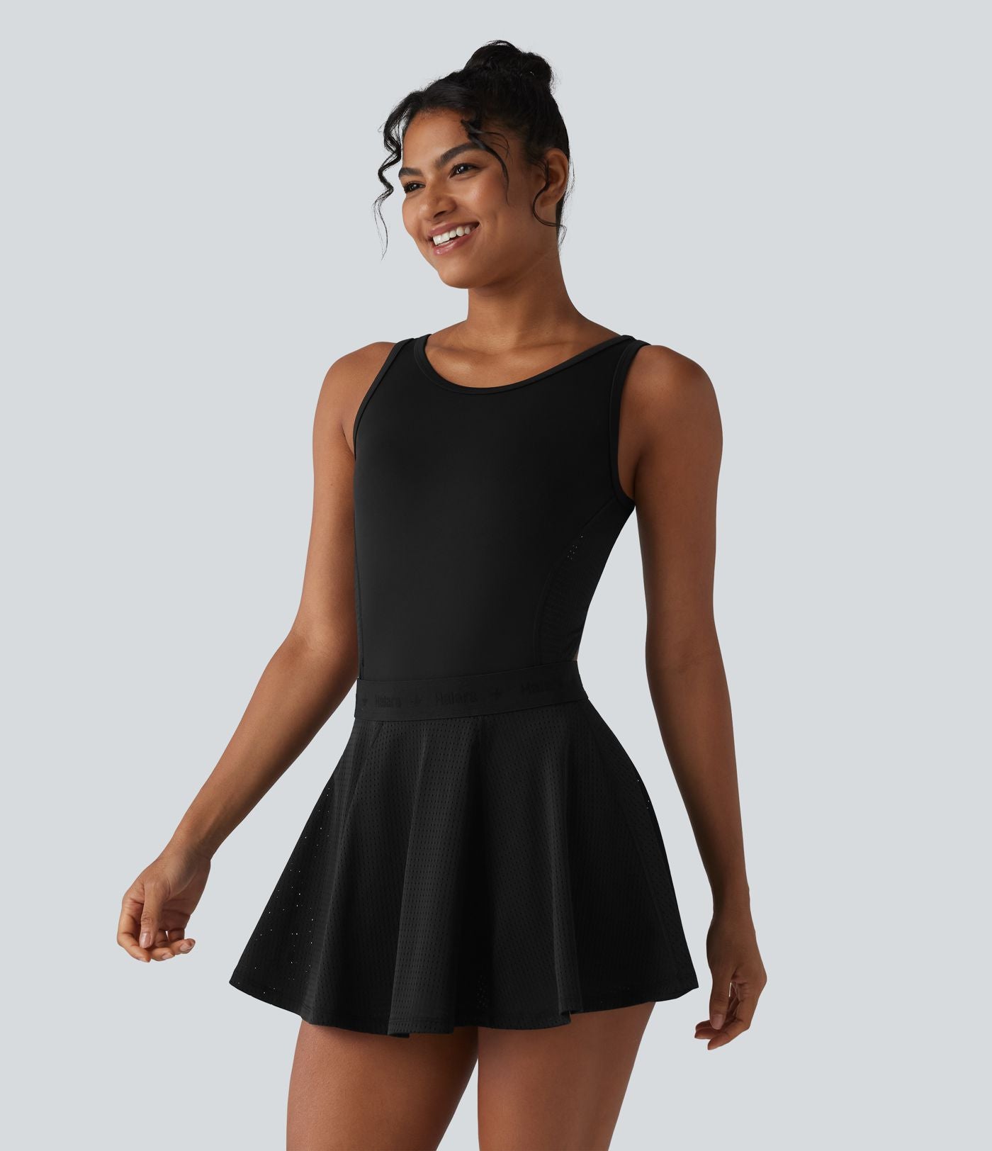 Barboteuse de yoga dos nu sans manches en mesh respirant avec jupe amovible et poches – Easy Peasy