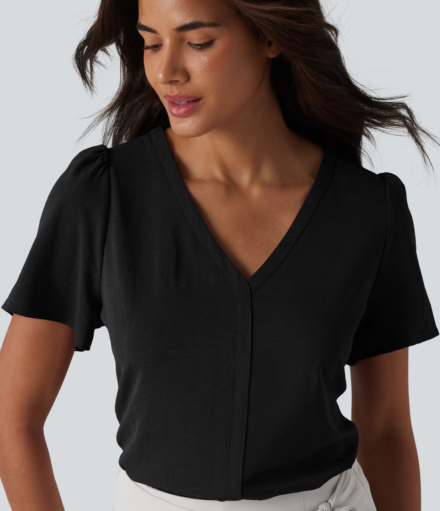 Haut tailleur col V manches courtes