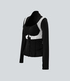 Veste yoga push-up zippée à manches longues avec passants pouces et ourlet à volants Halara UltraSculpt™