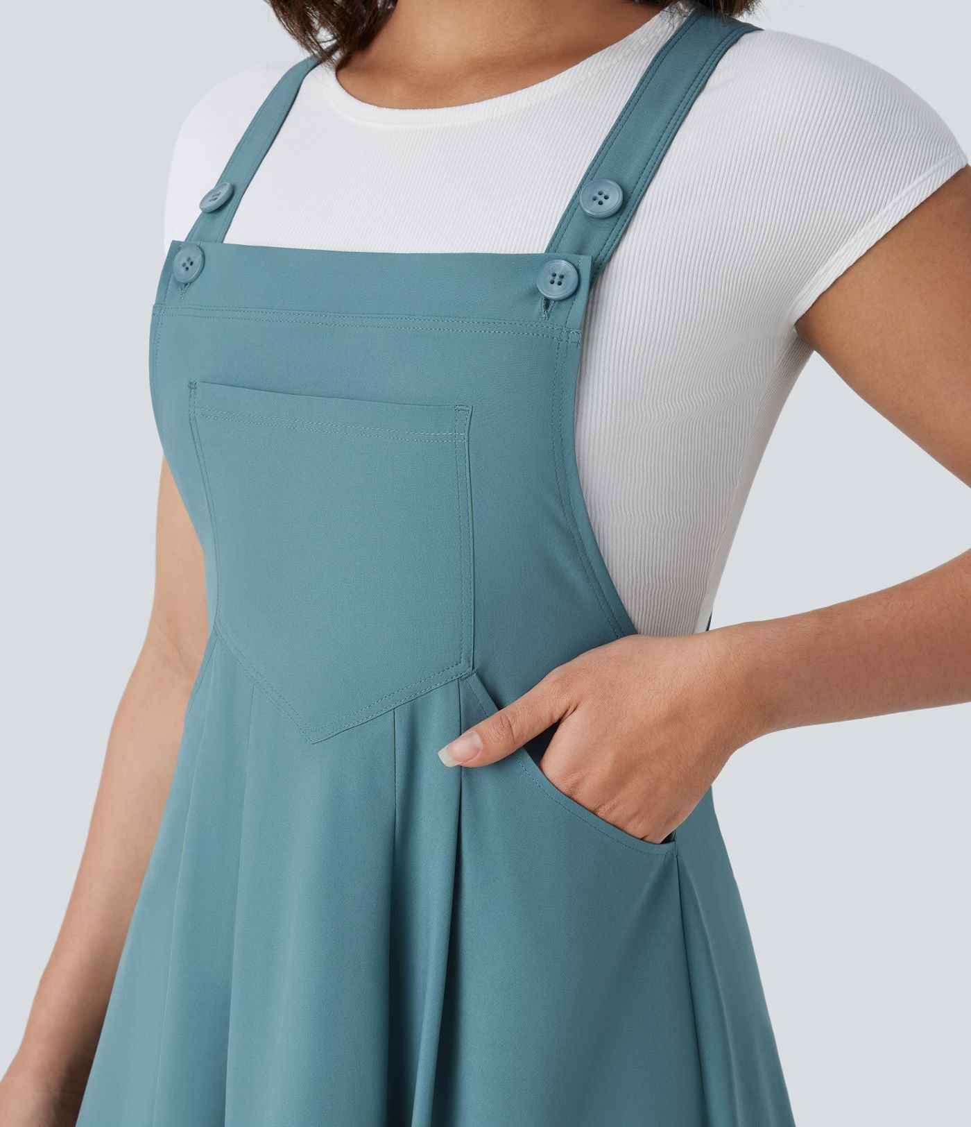 Robe mi-longue décontractée fluide Breezeful™ séchage rapide avec bretelles ajustables, boutons et poches multiples