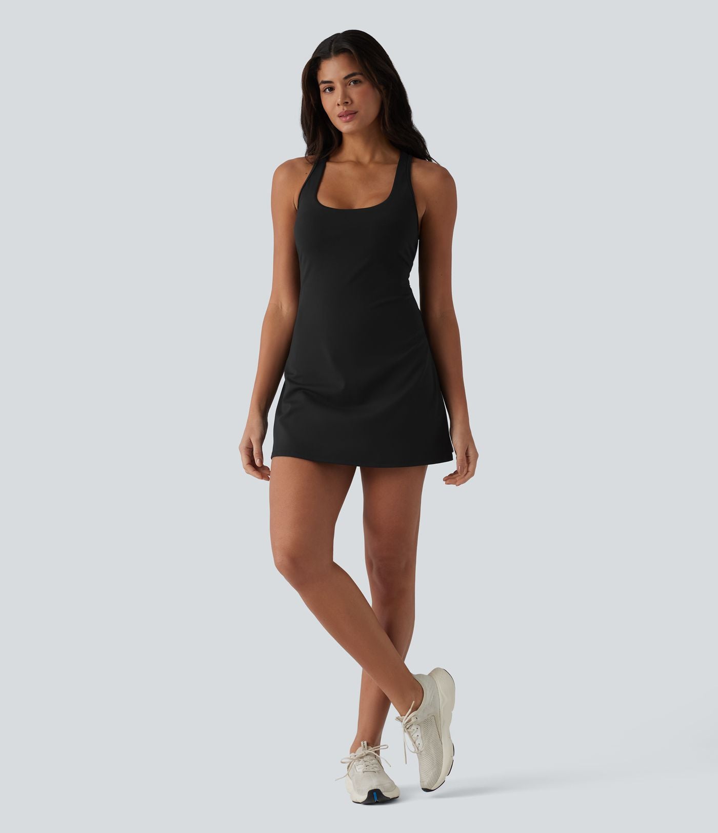 Robe sport SoftlyZero™ en peluche ultra-douce, dos nageur, col U, sans manches, soutien-gorge intégré et poches - Édition Easy Peasy