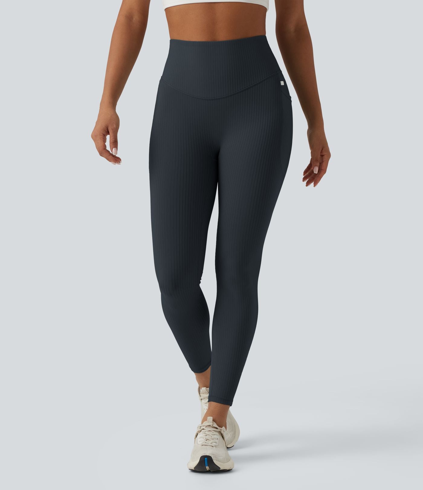 Legging taille haute gainant côtelé avec poches