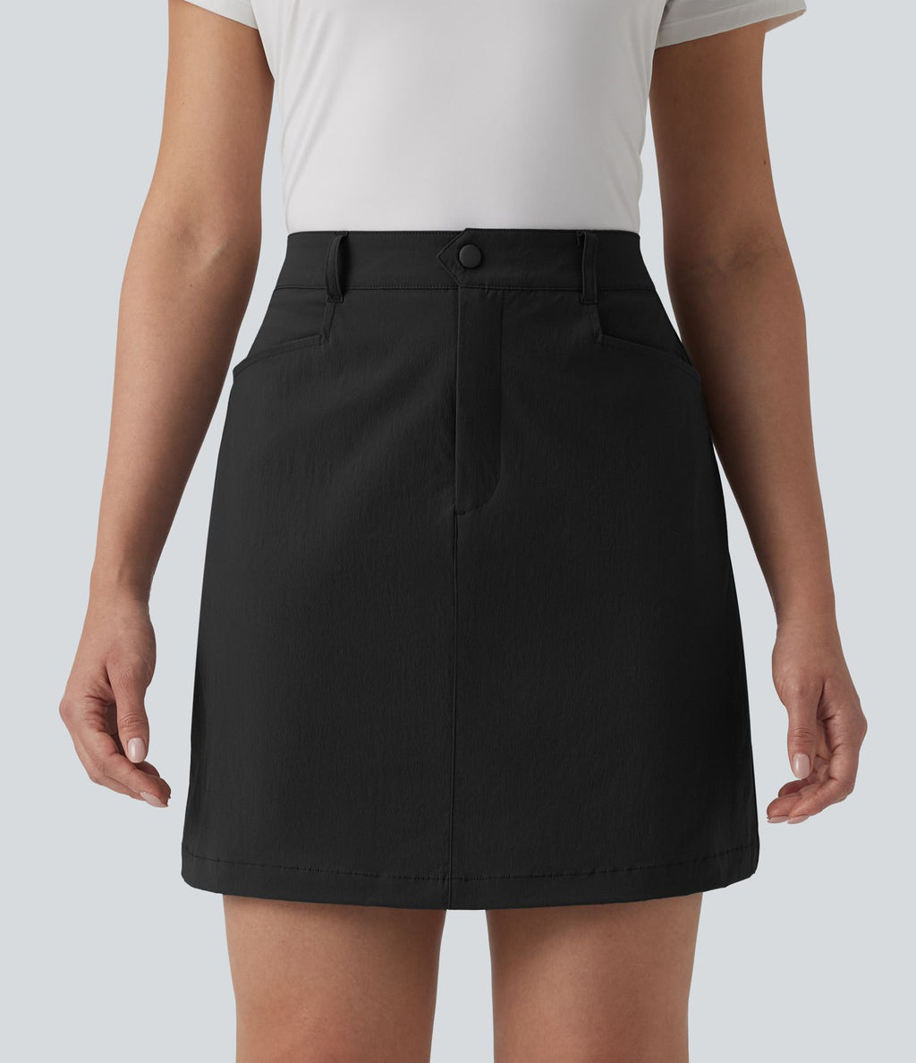 Jupe mini évasée de golf taille haute avec poches – Longueur allongée