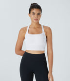 Débardeur yoga court SoftlyZero™ Airy col carré dos nu bretelles croisées effet frais InstantCool, bonnets A-C, protection solaire UPF50+