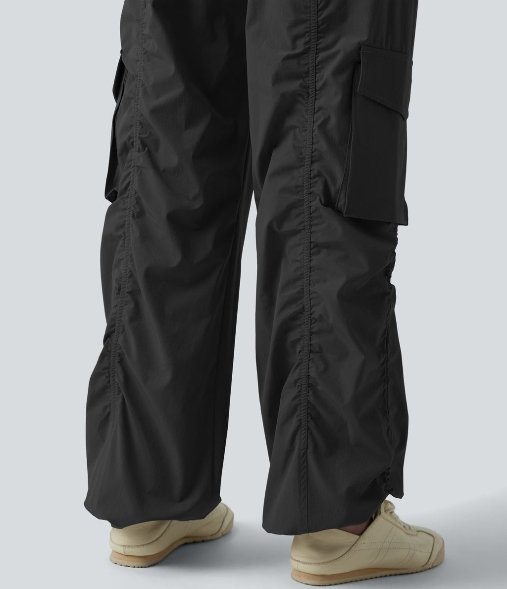Jogging cargo ample décontracté taille haute avec cordon de serrage avec poches