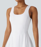 Softlyzero™ Airy Robe Sport de danse courte 2-en-1 avec dos nu croisé, encolure en U et poches latérales