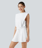 Robe de sport mini SoftlyZero™ Airy effet frais InstantCool sans manches, col rond, cordon ajustable, short amovible avec poches, protection solaire UPF50+
