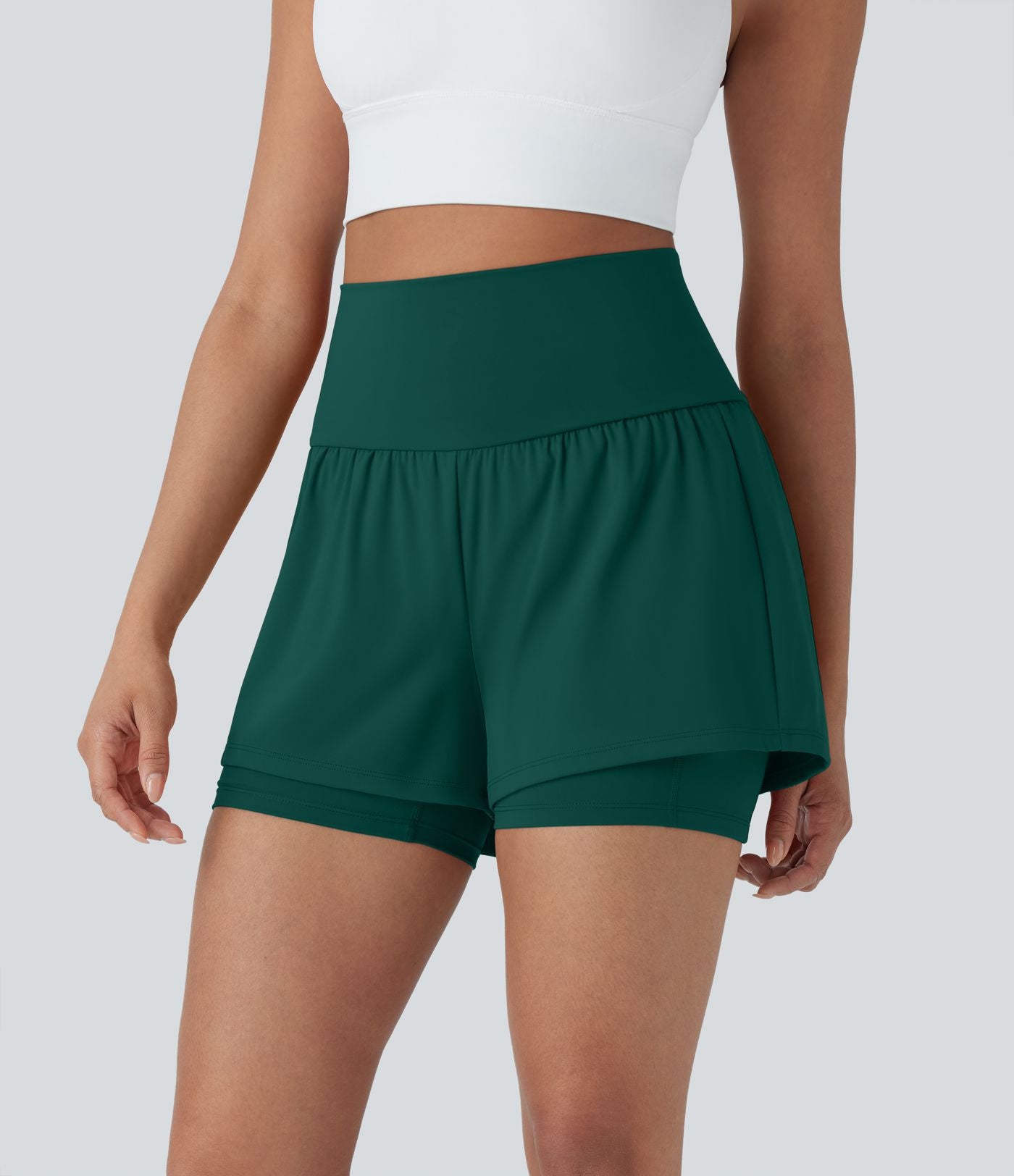 Short de yoga 2-en-1 SoftlyZero™ Airy taille très haute effet frais InstantCool 12,5 cm avec poches