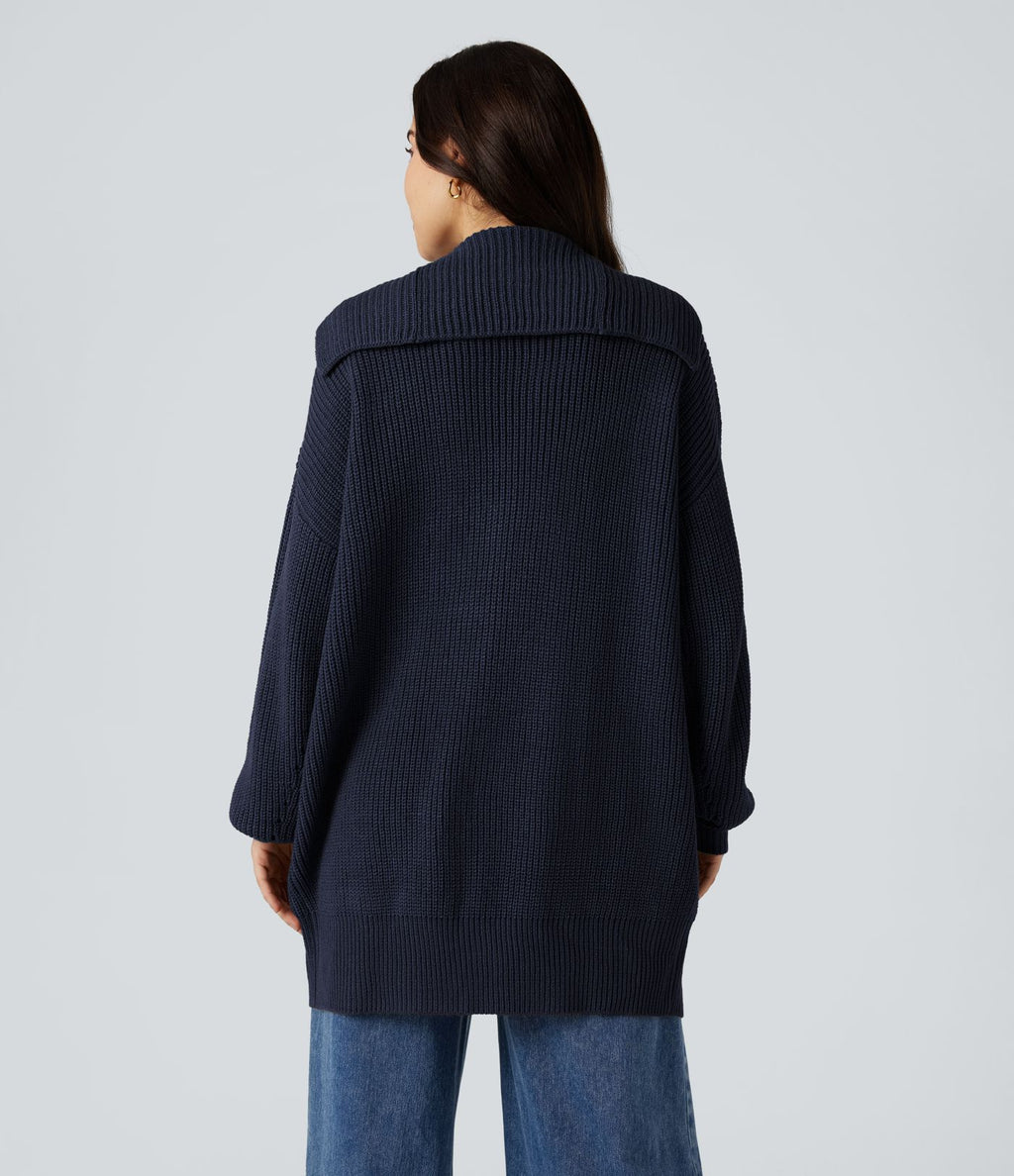 Cardigan col revers manches longues avec poches