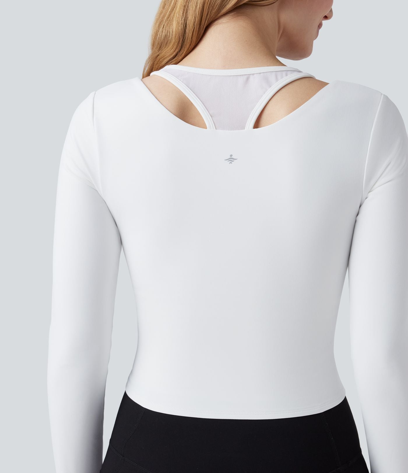 Haut de sport de yoga SoftlyZero™ Plush effet push-up mesh contrastant manches longues