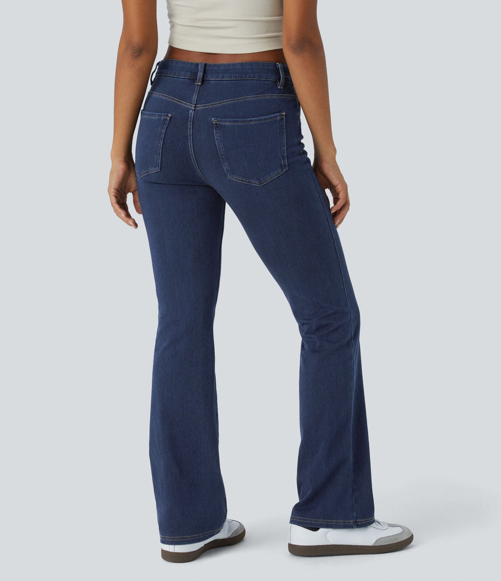 Halara Flex™ Jean Évasé Casual Taille Mi-haute Tricot Extensible Boutonnés Poches