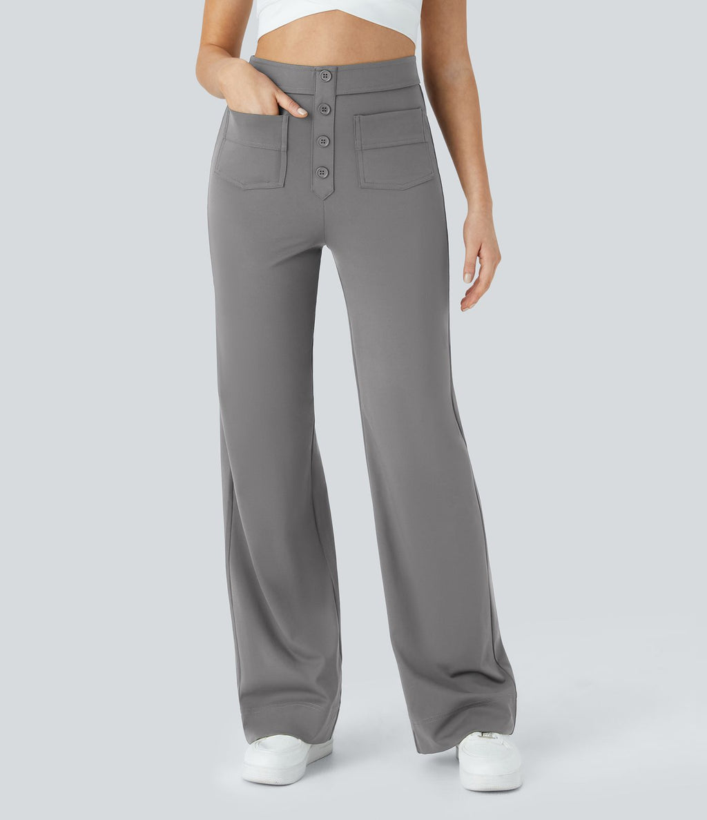 Pantalon taille haute coupe droite DayStretch avec poches
