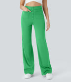 Pantalon taille haute coupe droite DayStretch avec poches