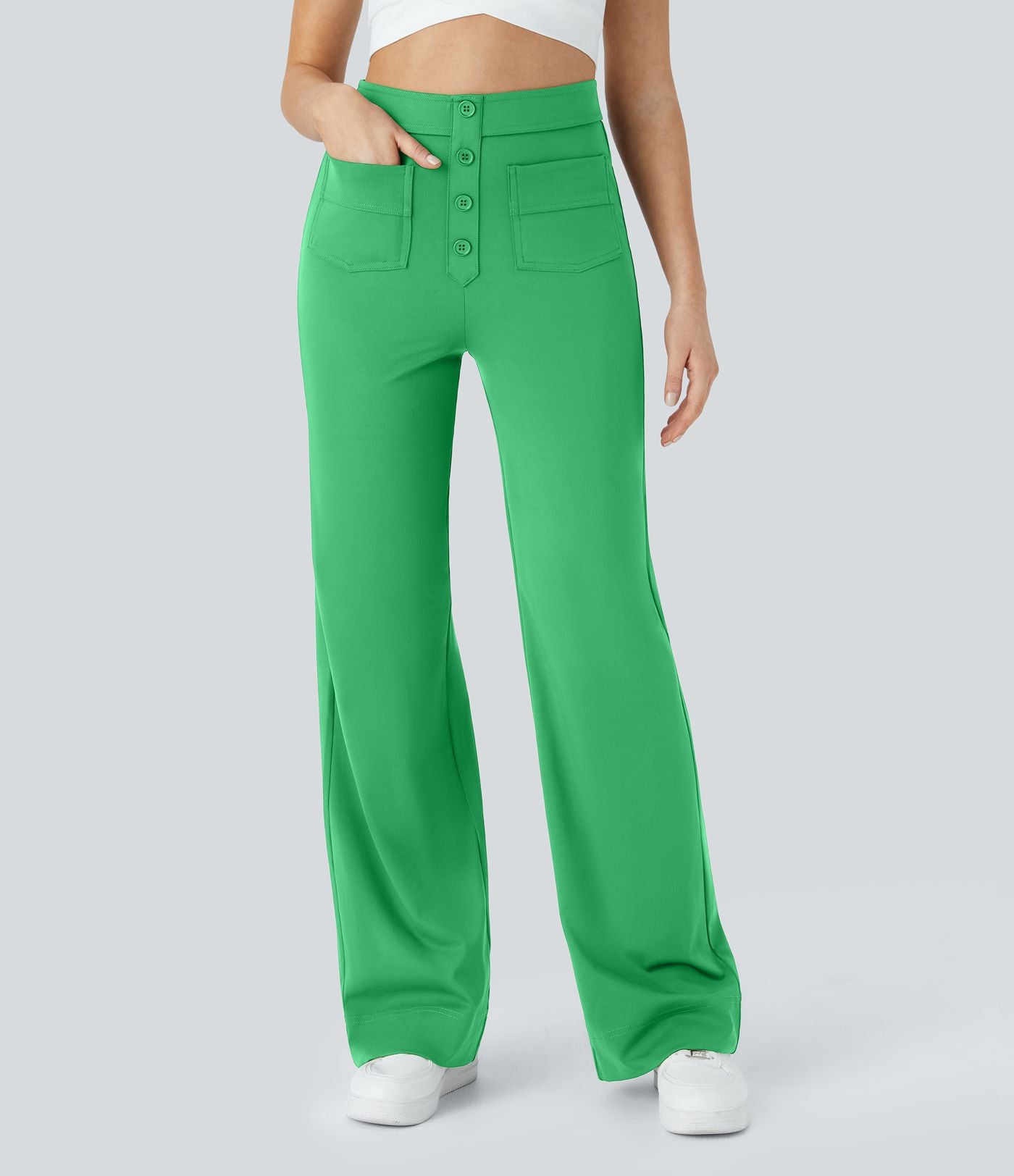 Pantalon taille haute coupe droite DayStretch avec poches