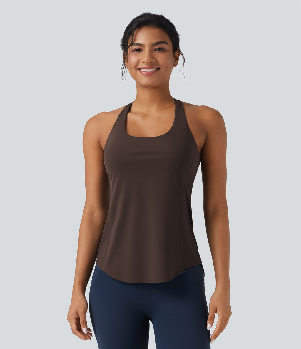 Débardeur running Halara UltraSculpt™ col rond dos croisé bonnets E-G